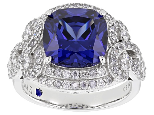 Pre-Owned Vanna K™ For Bella Luce® 8.38ctw Tanzanite And White Diamond Simulants Platineve® Ring - Size 7