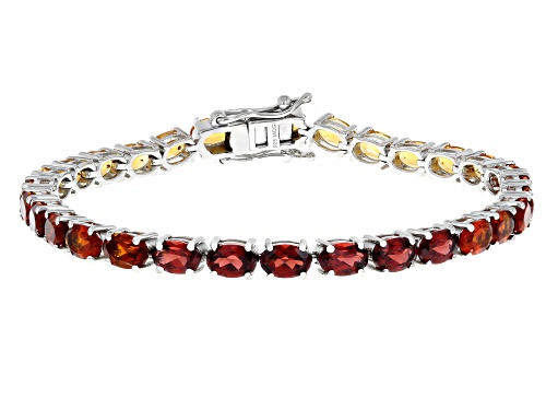 Pre-Owned 4.68ctw Citrine With 8.08ctw Garnet & Madeira Citrine Platinum Over Sterling Silver Bracel - Size 7.25