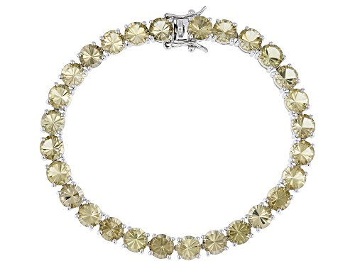 Pre-Owned 17.80ctw Champagne Quartz Rhodium Over Sterling Silver Bracelet - Size 8