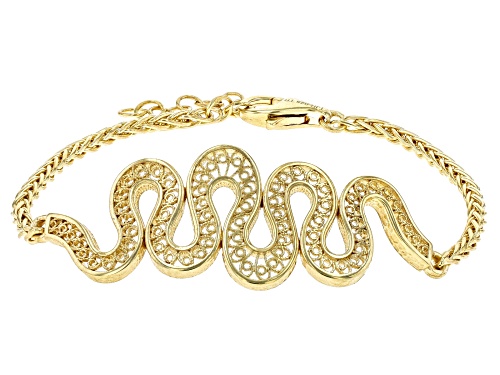 Pre-Owned Artisan Collection of Turkey™ 18k Yellow Gold Over Sterling Silver Snake Bracelet - Size 7