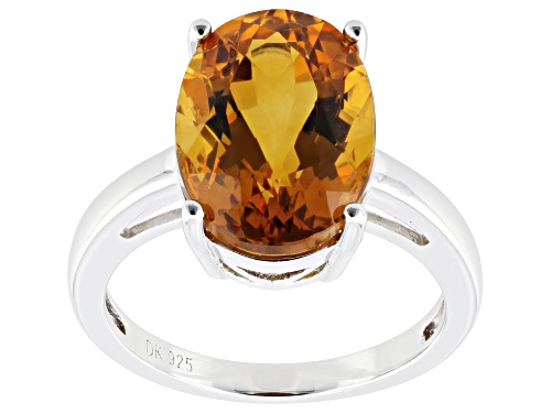 Pre-Owned 4.25ct Oval Brazilian Citrine Rhodium Over Sterling Silver Ring - Size 9