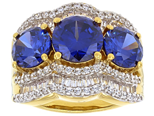 Pre-Owned Bella Luce® Esotica™ 7.35ctw Tanzanite And White Diamond Simulants Eterno™ Yellow Ring - Size 6