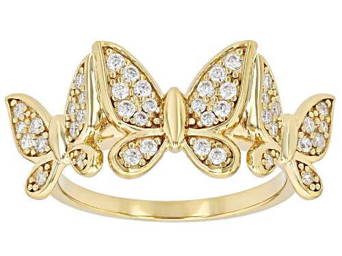 Pre-Owned MOISSANITE FIRE® 0.42CTW DEW 14K YELLOW GOLD OVER SILVER BUTTERFLY RING - Size 7