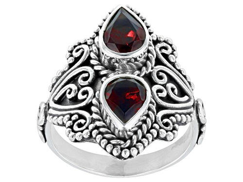 Pre-Owned Artisan Collection of Bali™ 1.80ctw Red Garnet Sterling Silver 2-Stone Ring - Size 6