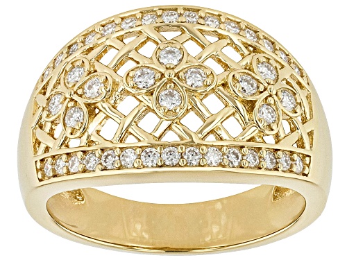 Pre-Owned MOISSANITE FIRE® 0.54CTW DEW 14K YELLOW GOLD OVER SILVER RING - Size 9