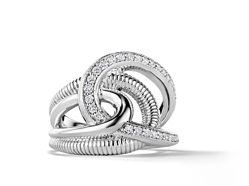 Pre-Owned Judith Ripka Couture Eternity 0.37ctw Diamond Rhodium Over Sterling Silver Intertwined Rin - Size 6
