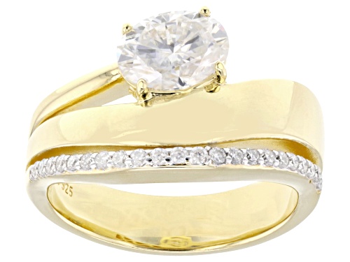Pre-Owned MOISSANITE FIRE® 1.72CTW DEW OVAL AND ROUND BRILLIANT 14K YELLOW GOLD OVER SILVER RING - Size 8