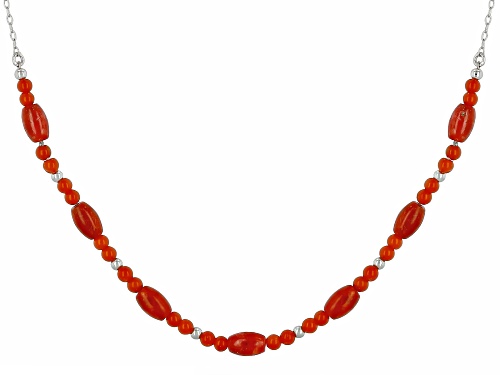 Photo of Pre-Owned Southwest Style by JTV™ Red Sponge Coral Rhodium Over Sterling Silver Necklace - Size 18
