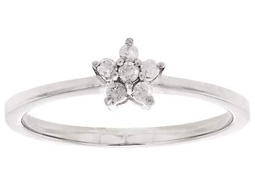 Pre-Owned 0.14ctw Round White Diamond Platinum Over Sterling Silver Cluster Ring - Size 6