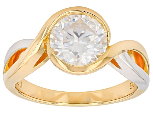 Pre-Owned MOISSANITE FIRE® 1.90CT DEW 14K YELLOW GOLD OVER PLATINEVE TWO TONE RING - Size 6