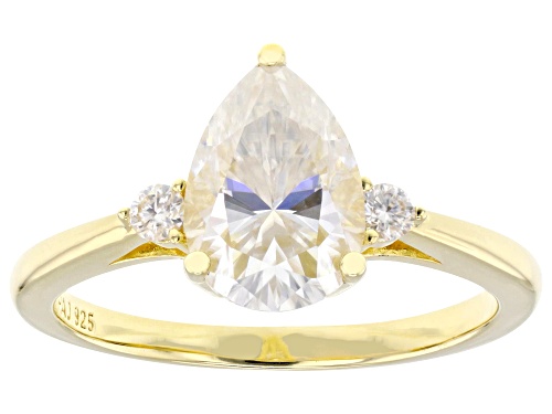 Pre-Owned MOISSANITE FIRE® 2.20CTW DEW PEAR AND ROUND BRILLIANT 4K YELLOW GOLD OVER SILVER RING - Size 9