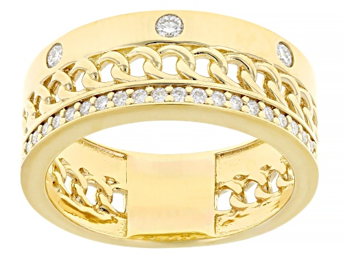 Pre-Owned MOISSANITE FIRE® 0.29CTW DEW ROUND BRILLIANT 14K YELLOW GOLD OVER SILVER RING - Size 7