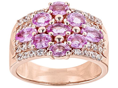 Pre-Owned Exotic Jewelry Bazaar™ 1.56ctw Ceylon Pink Sapphire & .56ctw Zircon 18k Rose Gold Over Sil - Size 10
