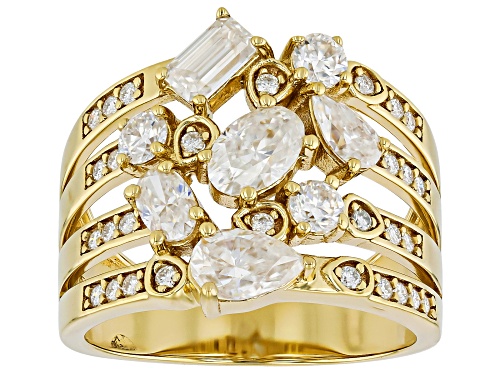 Pre-Owned MOISSANITE FIRE® 2.30CTW DEW 14K YELLOW GOLD OVER SILVER SCATTERED DESIGN RING - Size 5