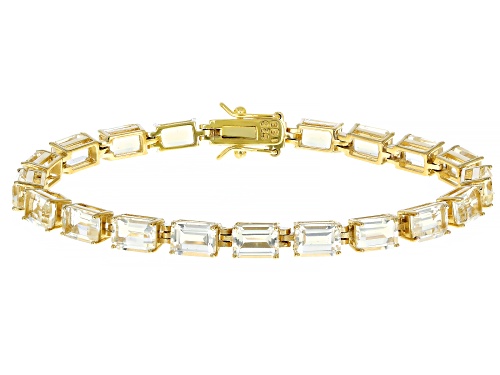 Pre-Owned 15.50ctw Rectangular Octagonal Yellow Labradorite 18k Yellow Gold Over Sterling Silver Bra - Size 8