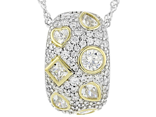Pre-Owned Bella Luce® 3.11ctw White Diamond Simulant Rhodium And 14k Yellow Gold Over Sterling Silve