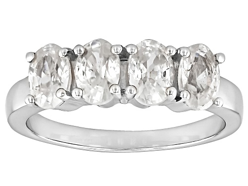 Pre-Owned 0.61ctw Oval White Zircon Rhodium Over Sterling Silver Ring - Size 8