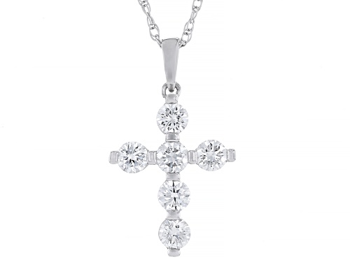 Pre-Owned Prazana® Lab-Grown Diamonds 1.00ctw White Diamond Rhodium Over Sterling Silver Pendant, F