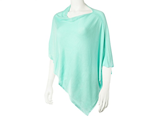 Pre-Owned Elsa Solid Bamboo Poncho in Aruba Blue