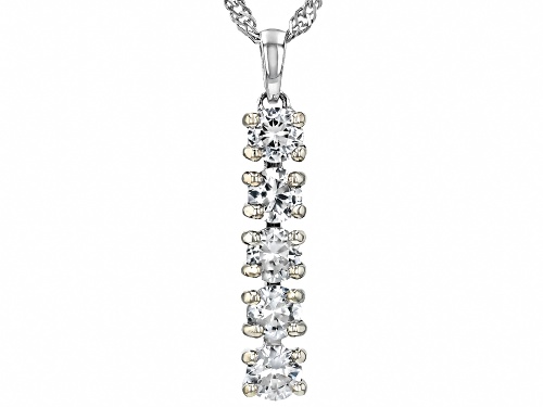 Pre-Owned 1.75ctw Round White Zircon Rhodium Over Sterling Silver Pendant with Chain