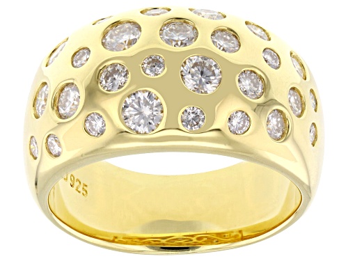 Pre-Owned MOISSANITE FIRE® 1.39CTW DEW ROUND BRILLIANT 14K YELLOW GOLD OVER SILVER RING - Size 7