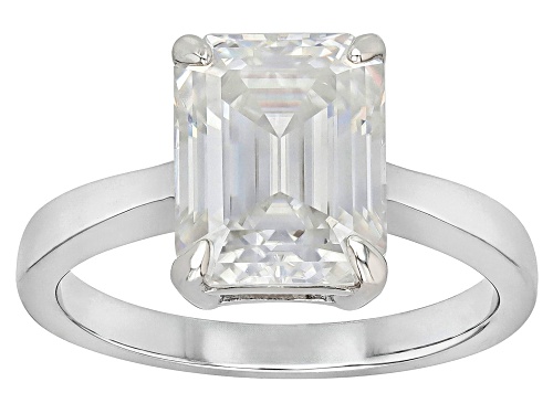 Pre-Owned MOISSANITE FIRE® 3.55CT DEW EMERALD CUTPLATINEVE®  SOLITAIRE RING - Size 6