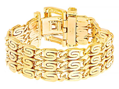 Pre-Owned Moda Al Massimo™ 18k Yellow Gold Over Bronze Buckle Clasp Bracelet - Size 7.5