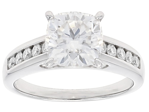 Pre-Owned MOISSANITE FIRE® 3.06CTW DEW CUSHION CUT AND ROUND PLATINEVE® RING - Size 8