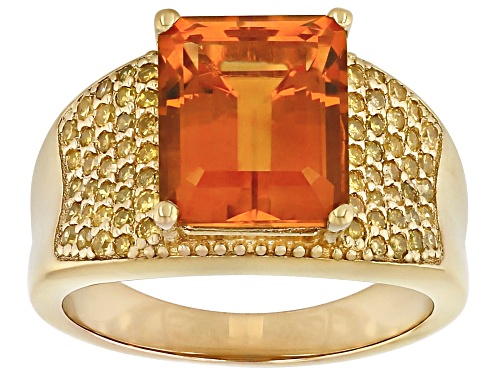 Pre-Owned 3.57ctw Madeira Citrine With 0.60ctw Yellow Diamond 18k Yellow Gold Over Sterling Silver R - Size 8