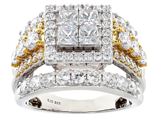 Pre-Owned Bella Luce® 4.75ctw White Diamond Simulant Rhodium Over Sterling Silver Ring(2.87ctw DEW) - Size 9