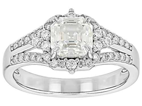 Pre-Owned MOISSANITE FIRE® 1.43CTW DEW ASSCHER CUT AND ROUND BRILLIANT PLATINEVE® RING - Size 8