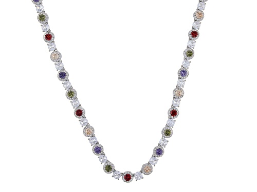 Pre-Owned Bella Luce® 53.00ctw Multi-color Diamond Simulants Rhodium Over Brass Tennis Necklace - Size 18