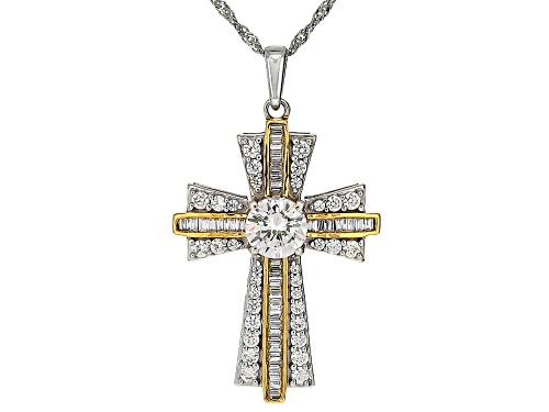 Pre-Owned Charles Winston For Bella Luce® 3.19ctw Diamond Simulant Rhodium Over Sterling Silver Cros