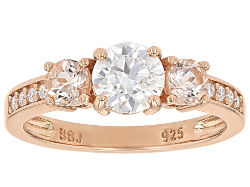 Pre-Owned MOISSANITE FIRE® .96CTW DEW AND MORGANITE 14K ROSE GOLD OVER STERLING SILVER RING - Size 7