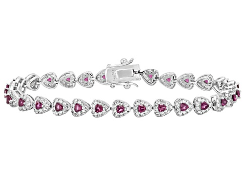 Photo of Pre-Owned 2.90ctw Rhodolite With 0.47ctw White Zircon Rhodium Over Sterling Silver Bracelet - Size 8