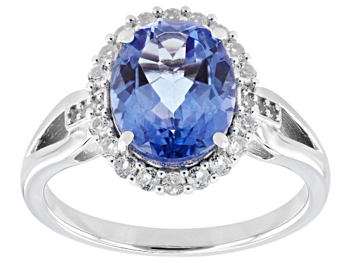 Pre-Owned 2.88ct Butterfly Blue Topaz with 0.33ctw White Topaz Rhodium Over Sterling silver Ring - Size 9