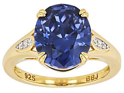 Pre-Owned Bella Luce® Esotica™ 7.45ctw Tanzanite And White Diamond Simulants Eterno™ Yellow Ring - Size 10