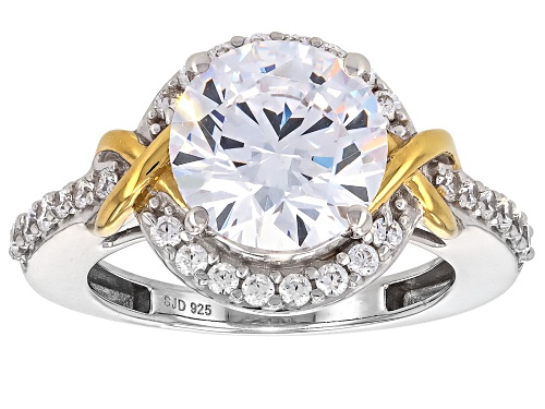 Pre-Owned Bella Luce® 6.85ctw White Diamond Simulant Rhodium Over Sterling Silver And Eterno™ Yellow - Size 9