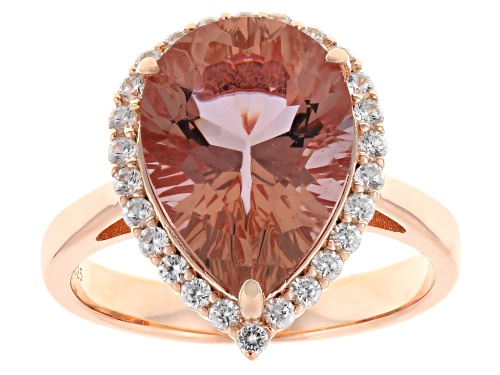 Pre-Owned 7.00ct Color Change Zandrite(R) With 0.48ctw White Zircon 18k Rose Gold Over Sterling Silv - Size 10