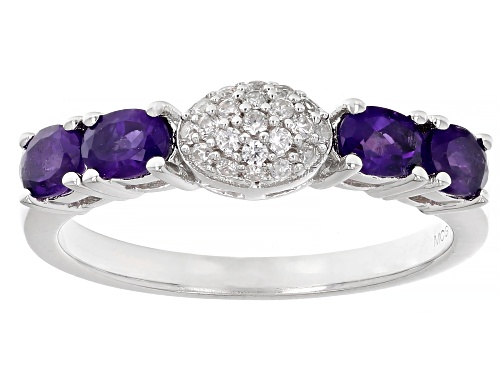 Pre-Owned 0.60ctw Amethyst with 0.18ctw White Zircon Platinum Over Sterling Silver Ring - Size 10