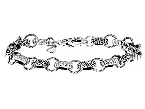 Pre-Owned Artisan Collection of Bali™ Sterling Silver Scroll & Cable Link Bracelet 6.7mm - Size 7