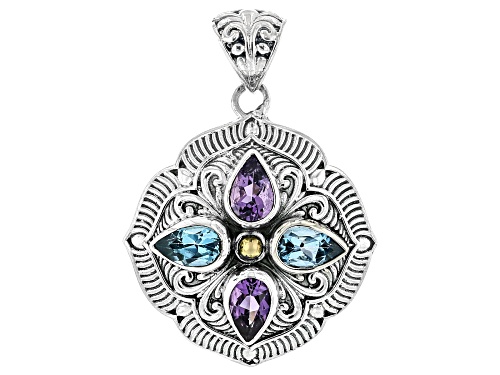 Pre-Owned Artisan Collection of Bali™ Amethyst & Swiss Blue Topaz Sterling Silver & 18K Gold Accent