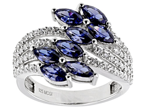 Pre-Owned Bella Luce® Esotica™ 3.54ctw Tanzanite And White Diamond Simulants Rhodium Over Sterling S - Size 6