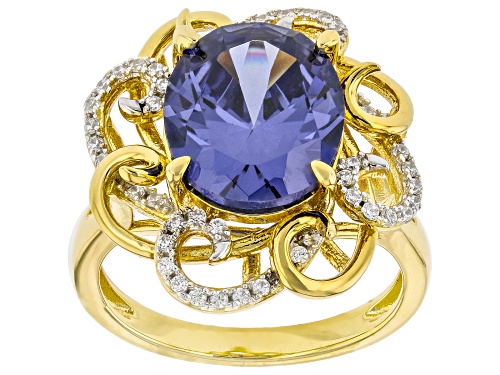 Pre-Owned Bella Luce® Esotica™ 7.51ctw Tanzanite And White Diamond Simulants Eterno™ Yellow Ring - Size 9