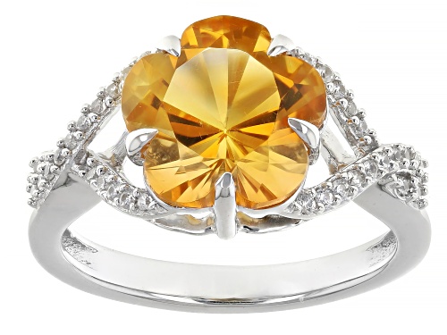 Pre-Owned 3.60ct Citrine with 0.25ctw White Zircon Rhodium Over Sterling Silver Ring - Size 8