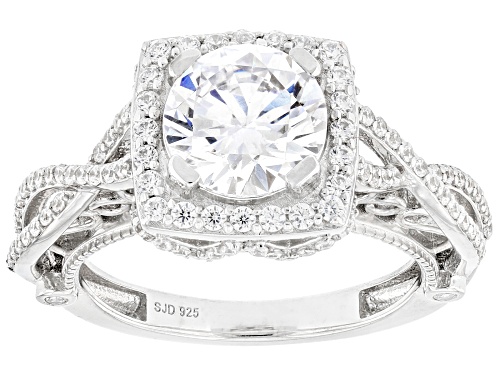 Pre-Owned Bella Luce® 4.30ctw White Diamond Simulant Platinum Over Sterling Silver Ring(2.60ctw DEW) - Size 5
