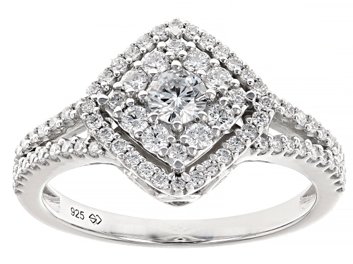 Pre-Owned Prazana® Lab-Grown Diamonds 0.72ctw Lab-Grown Diamond Rhodium Over Sterling Silver Ring, F - Size 8