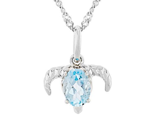 Pre-Owned 0.81ct Glacier Topaz™ Rhodium Over Sterling Silver Capricorn Birthstone Pendant With Chain