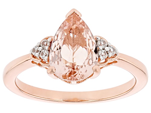 Pre-Owned 1.27ct Peach Morganite With 0.08ctw White Zircon 18k Rose Gold Over Sterling Silver Ring - Size 9