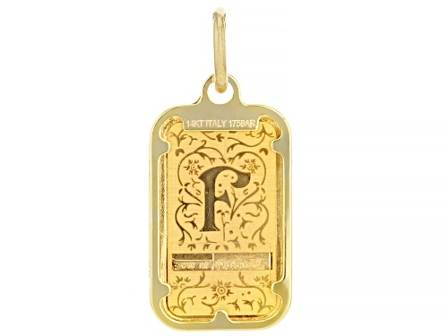 Pre-Owned Stefano Oro® 24k Yellow Gold 1g Blossom Initial "F" Ingot Pendant with 14k Gold Frame